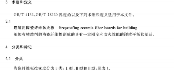 建筑用陶瓷纖維板標準
