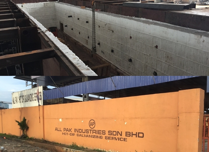 馬來(lái)西亞熱鍍鋅鍋陶瓷纖維模塊保溫項目